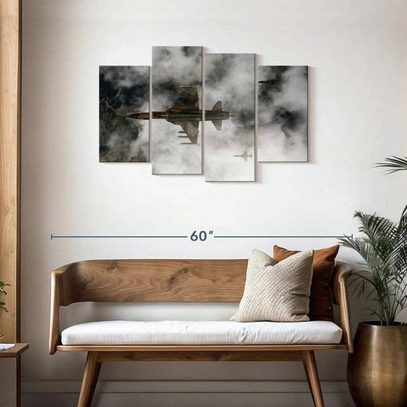 Mait Cloudy Fighter Jets, 27" H x 43" W