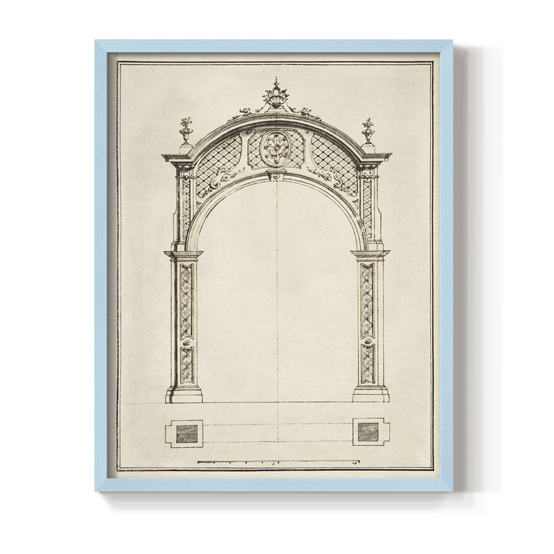 Reproduction encadrée d'arche - bois massif, H 11 po x l 9 po, Bleu