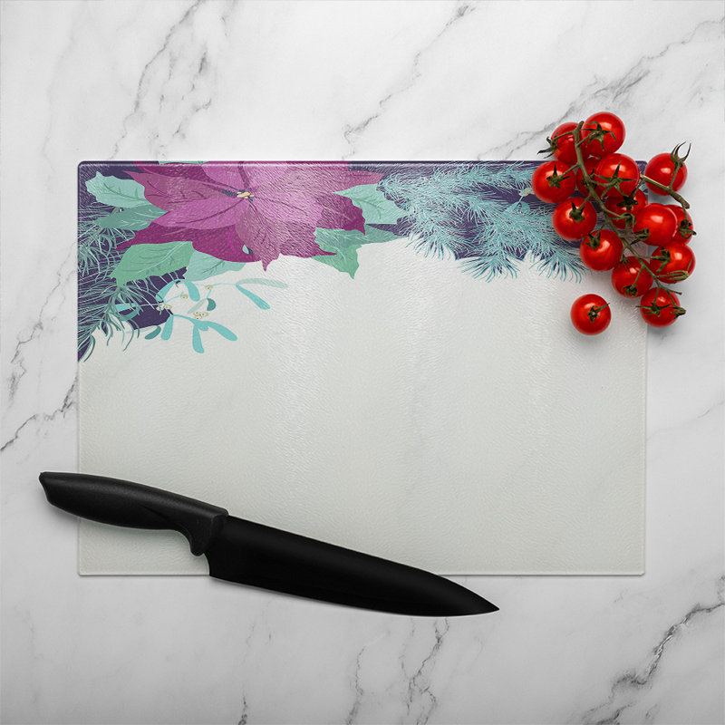 Flowers Glass Chopping Board