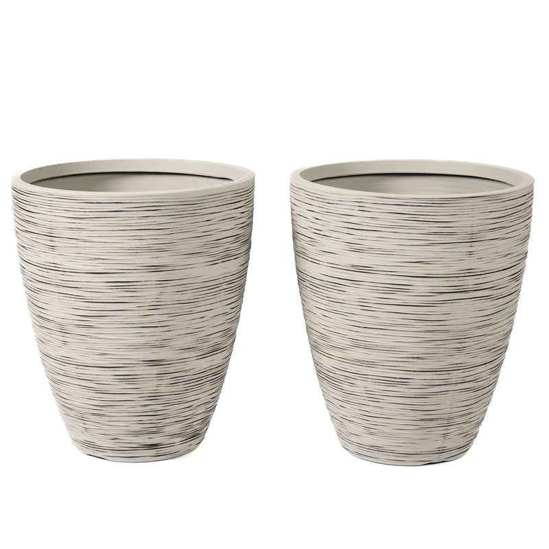 Polyethylene Newport Garden Planter, (2 Pack), Gray/Black