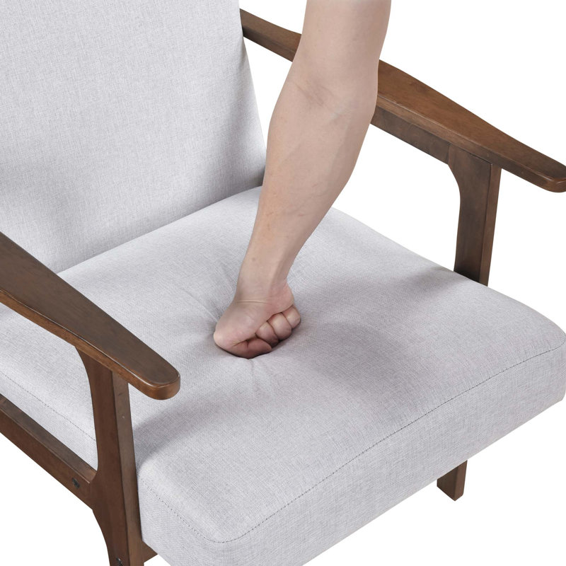 Siège de coussin contemporain en tissu d'ameublement en bois d'hévéa massif 1pc Modern Home Furniture, Gris, Brun