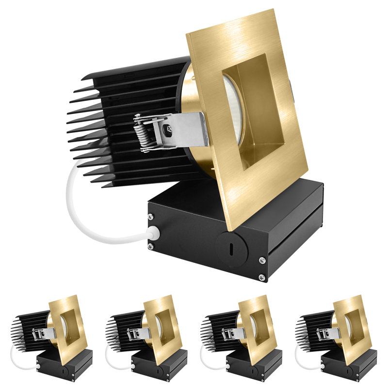 Luminaire à DEL encastré 4 "Luxrite, projecteur Canless régressé, 5ct, 38º, 22W, 1700lm, garniture carrée interchangeable en laiton, à intensité variable, lot de 4