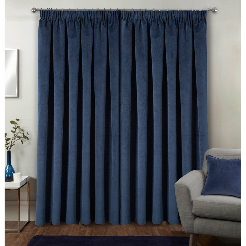 Alene Blackout Curtain Panel Pair, 168cm Width x 229cm Drop, Navy, 2
