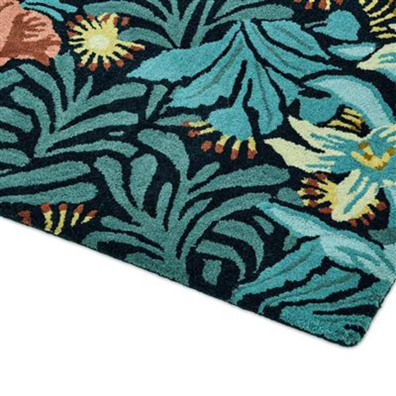 Wool Floral Area Rug, Rectangle 4'7" x 6'7"