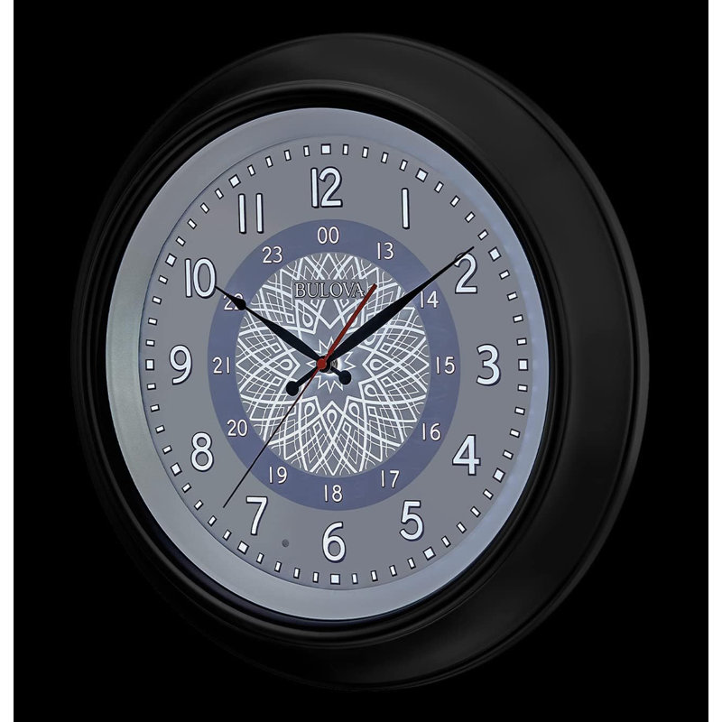 Oversized LED Wall Clock with Reflective 24-Hour Dial & Silent Sweep, C3386