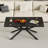 39.37" Rectangle Black Glass Coffee Table,Stylish Design With  Black Metal Legs, Coffee Table For Living Room-391103754-391103756
