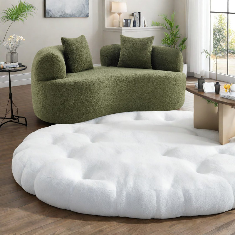 Canapés compacts et modernes, coussin en velours de peluche, conception courbée verte pour les petits espaces
