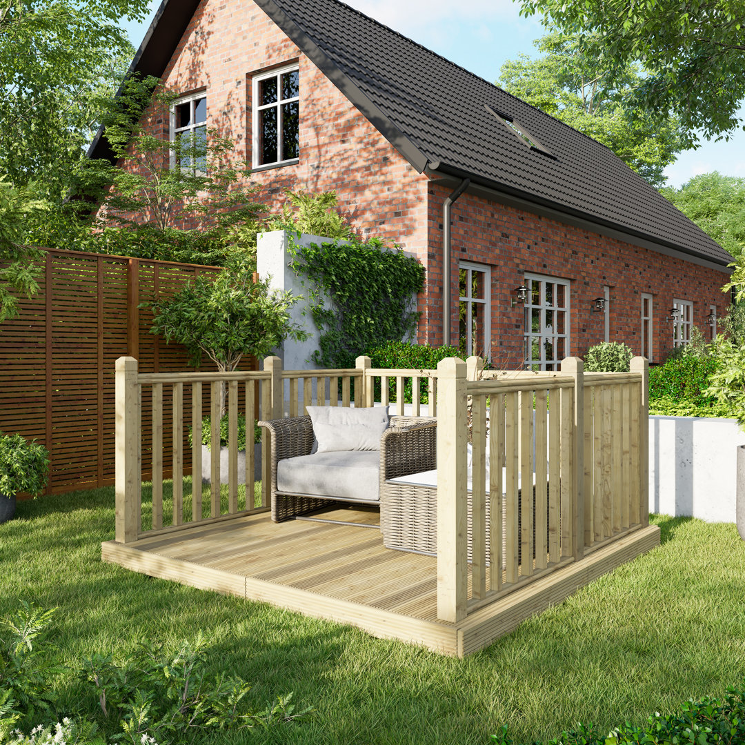 Powersheds Timber Pressure Treated Decking Kit - Handrails on Three Sides