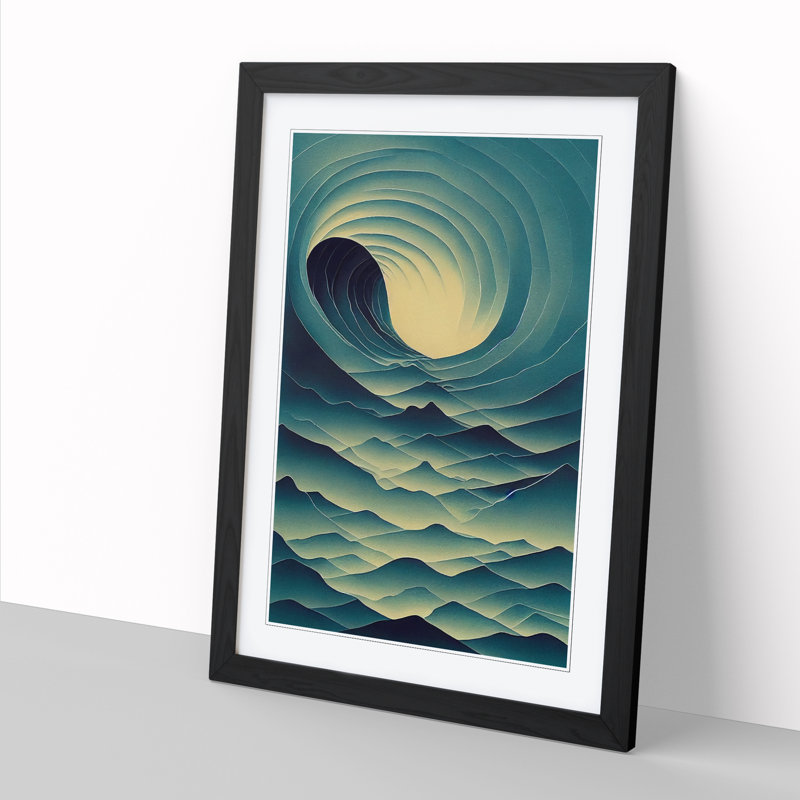 Seascape Ocean Design Vol.5 - Single Picture Frame Print, 34cm H x 25cm W x 2cm D, Walnut