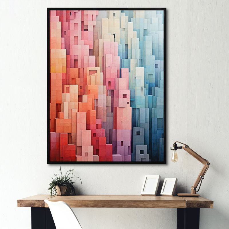 Décoration murale pastel Minimalisme I - Minimalisme, H 44 po x l 34 po, Cadre flottant noir