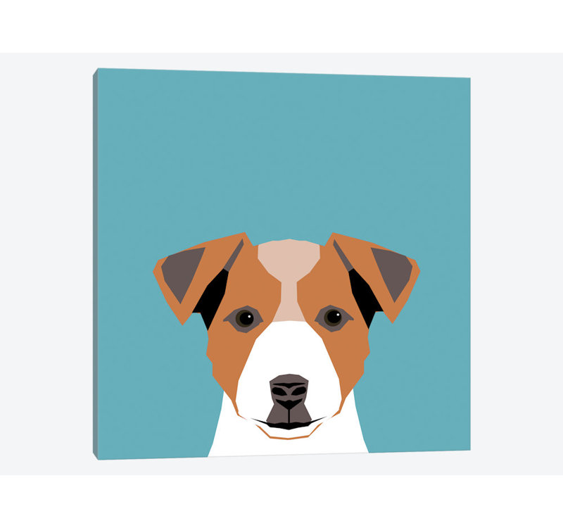 Jack Russell Terrier, impression sur toile tendue, H 12 po x l 12 po x P 0,75 po, Toile tendue, Pas de tapis