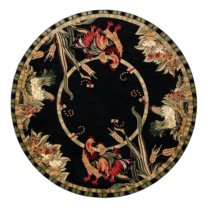 Tapis noir / vert Andersonville, Rond 10 pi, Black/Green