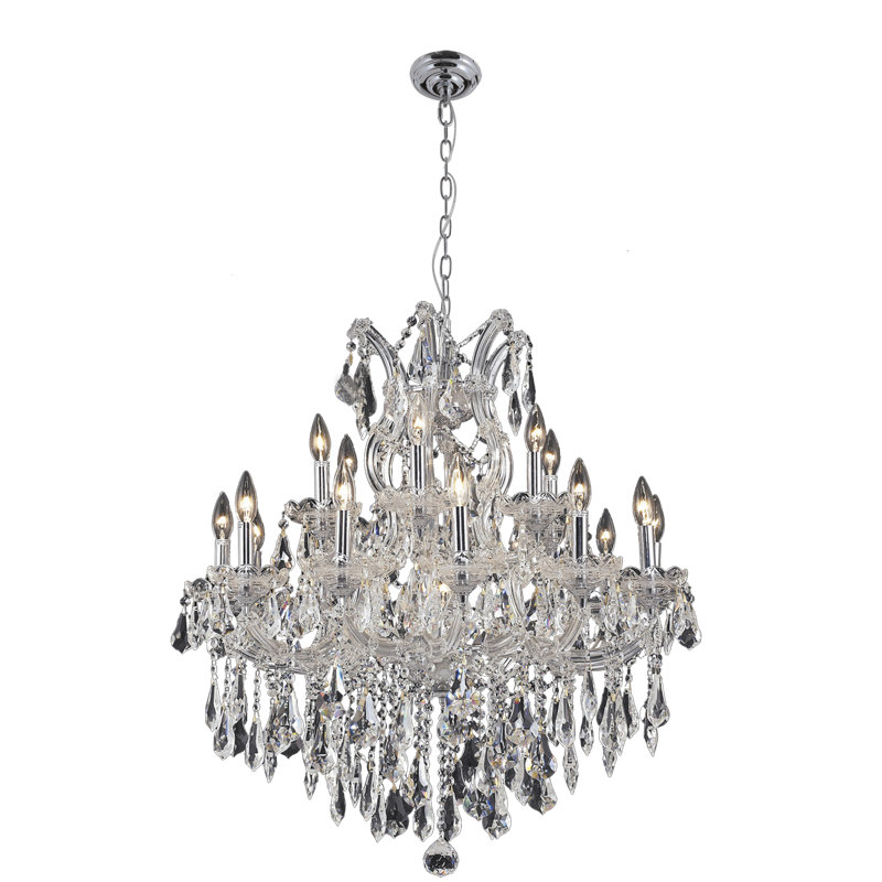 Lustree empire de style bougie 16 lumières avec accents en cristal Trautman, Argent, Transparent
