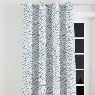 Dots Blackout Curtains - Beach Dotted Wave Coastal Grommet Curtain - 1 Panel