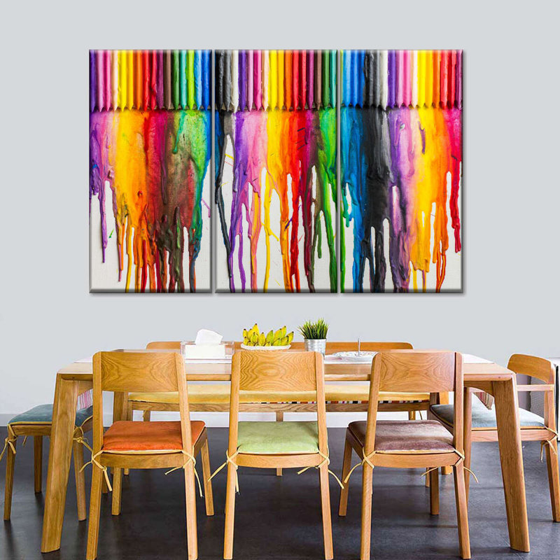 Ensemble de 3 crayons fondants sur toile, H 20 po x l 33 po x P 1,25 po