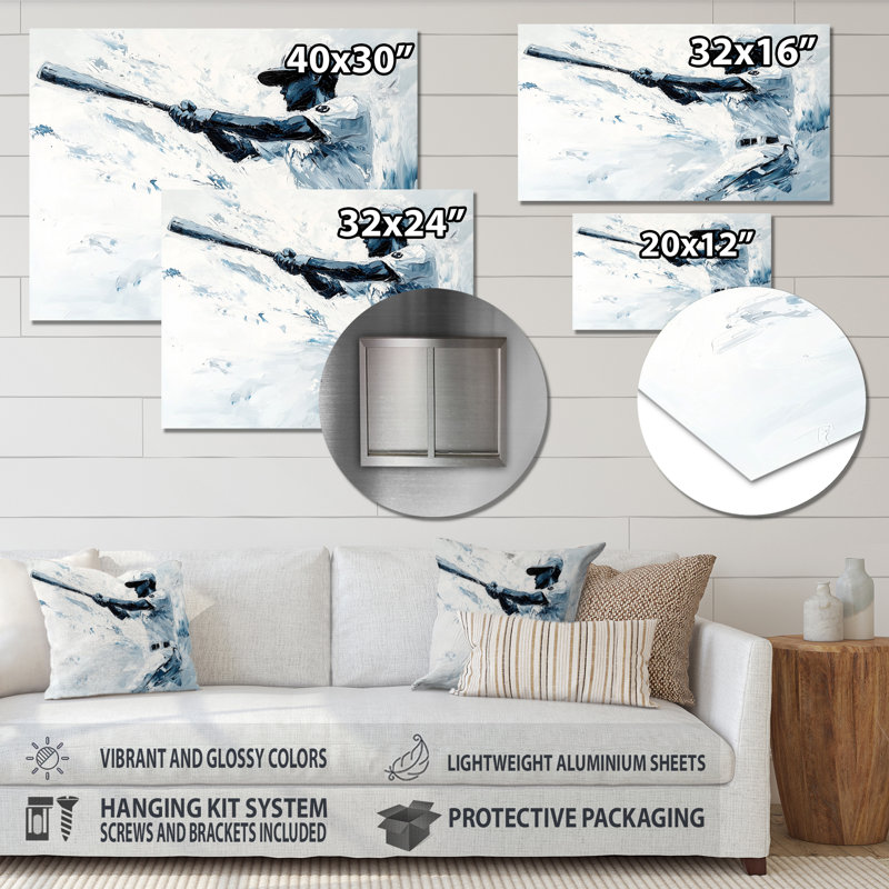 Baseball Catcher Throw I - Sports, décoration murale en métal, impression de baseball sport, H 16 po x l 32 po