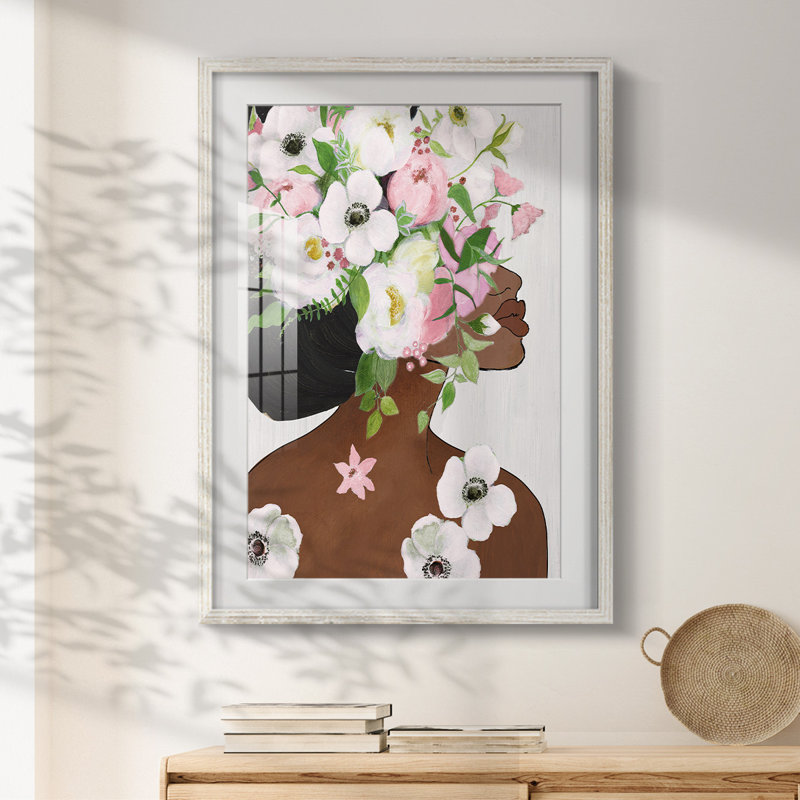 Motif floral - impression encadrée, H 28,5 po x l 20,5 po, Blanc