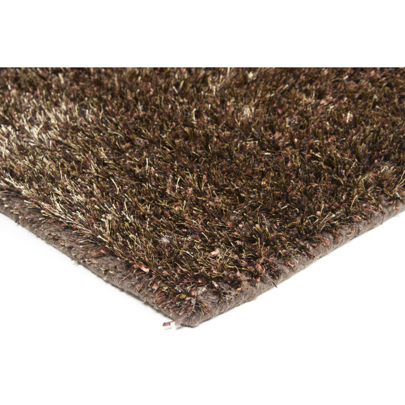 Lark Manor Authentic Hand-Woven Handmade High Pile Modern Glam Mixed Texture Wool & Polyester Gold, Purple, Pink & Yellow Area Rug