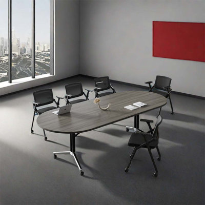 Bureau d'ordinateur pliable ovale