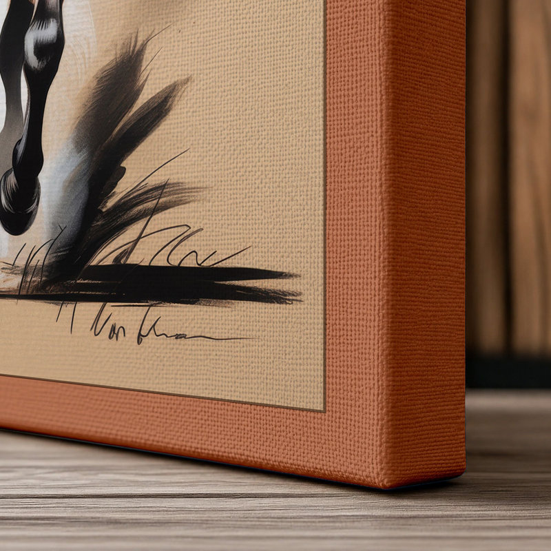 Charging Horse Modern - Wrapped Canvas, 18x12 - 45.7 x 30.5 cm, Terracotta Border