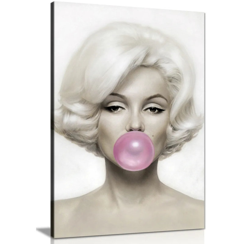 Marilyn Monroe Pink Bubble Gum - Wrapped Canvas Print, 91cm H x 61cm W
