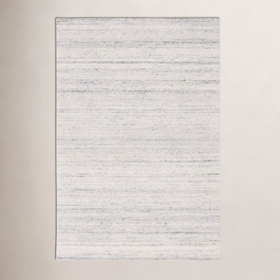 Gray Hand-Woven Striped Wool Rug