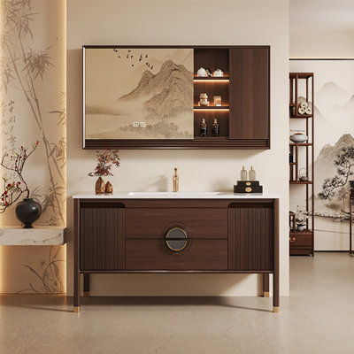 Ensemble de meuble-lavabo en bois massif 47,64 po avec miroir