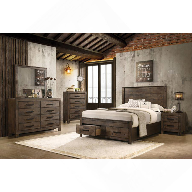 Rustic Golden Brown 2-Drawer Nightstand