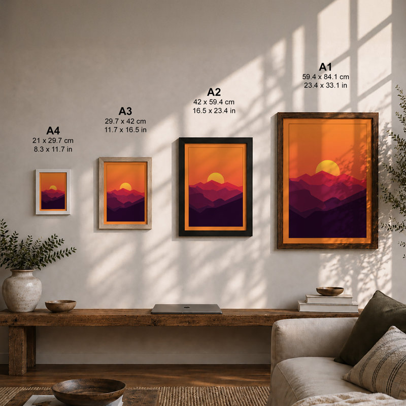 Mountains at Sunrise Modern - Framed Print, A1 - 84.1 x 59.4 cm, Unframed