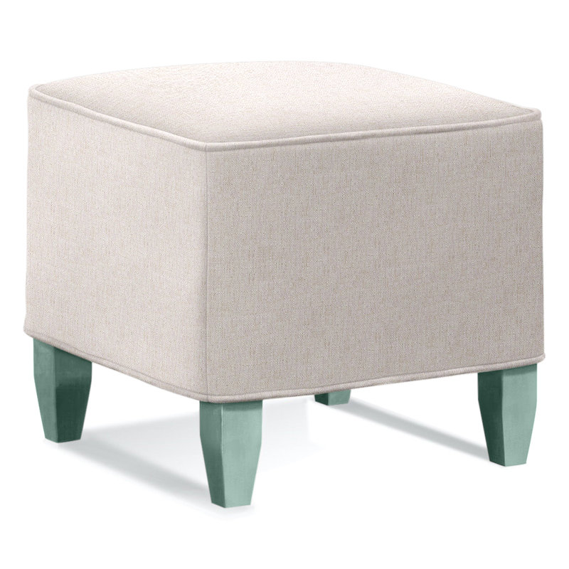 Brooklyn Square Ottoman, White Sugar Performance Polypropylene/Olefin, Nickel