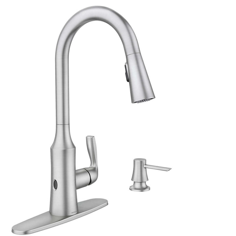 Moen Cadia MotionSense Wave Single Handle Pulldown Kitchen Faucet with Soap Dispenser