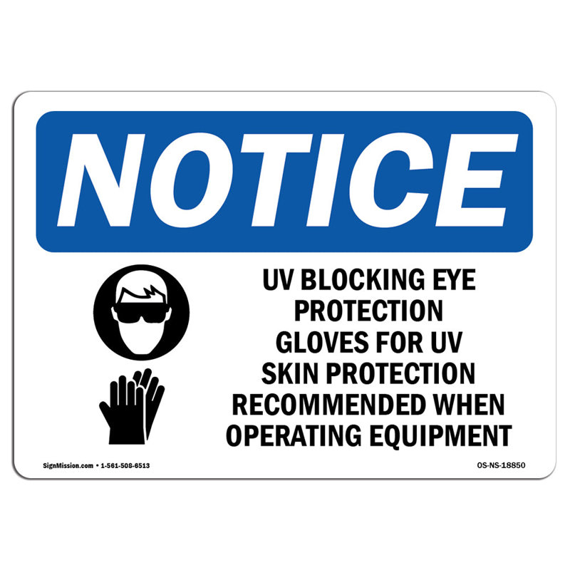 Panneau de protection oculaire anti-UV avec panneau Osha