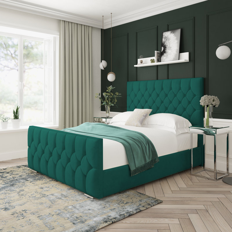 Upholstered Bed, Single (3'), Green