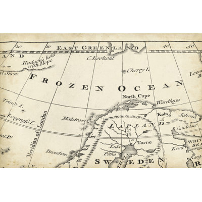 Map of Europe Grid II 1 Piece Wrapped Canvas Wall Art