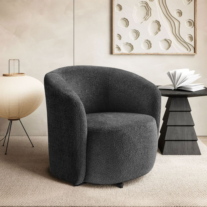 Crifasi 80cm W Upholstered Pouf Chair, Dark Grey