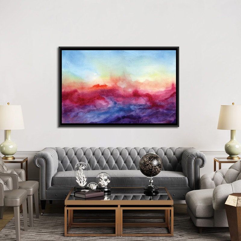 « arpeggi », reproduction sur toile, H 40 po x l 60 po x P 1,5 po, Toile avec cadre noir, Pas de tapis