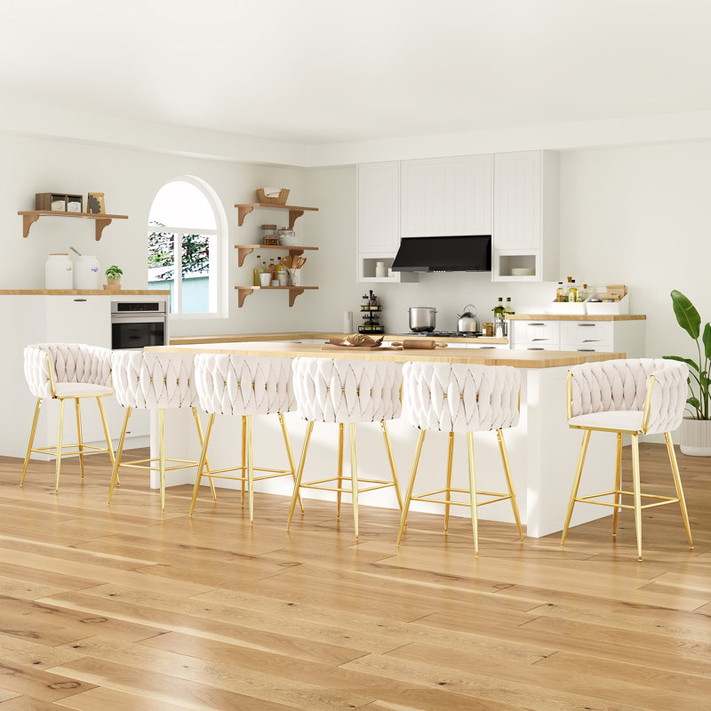 Tabouret de comptoir avec structure en métal 25,6 po Kristyn, Beige
