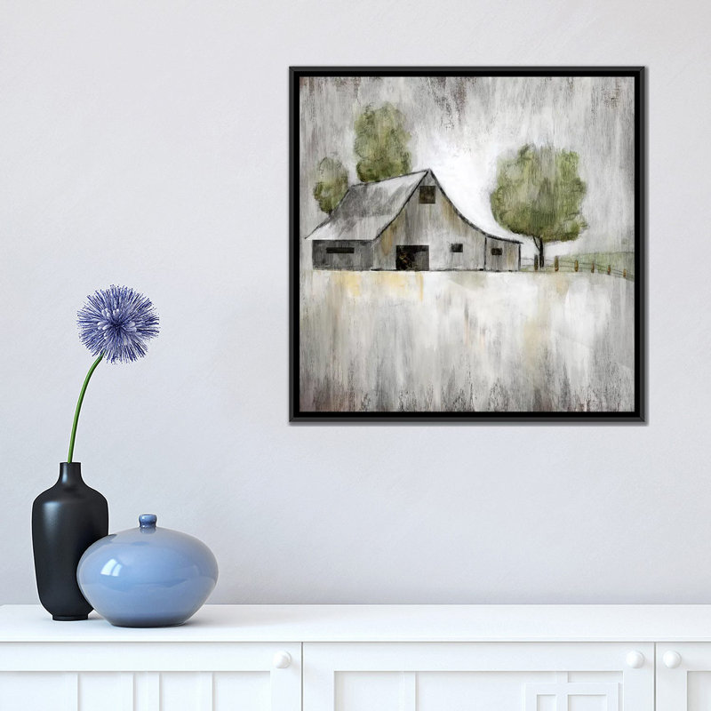 «Weathered Barn», reproduction de photo sur toile, H 18 po x l 18 po x P 1,5 po, Toile avec cadre noir, Pas de tapis
