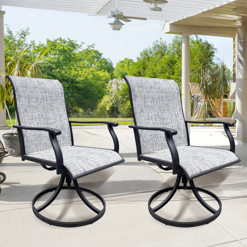 Ensemble de 2 chaises de salle à manger pivotantes pour l'extérieur, chaises de patio en Textilene