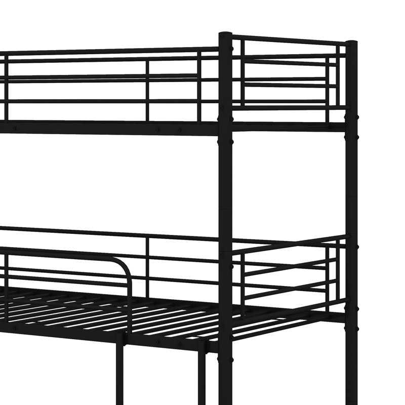 Le lit simple superposé en métal peut être démonté en trois lits, Noir