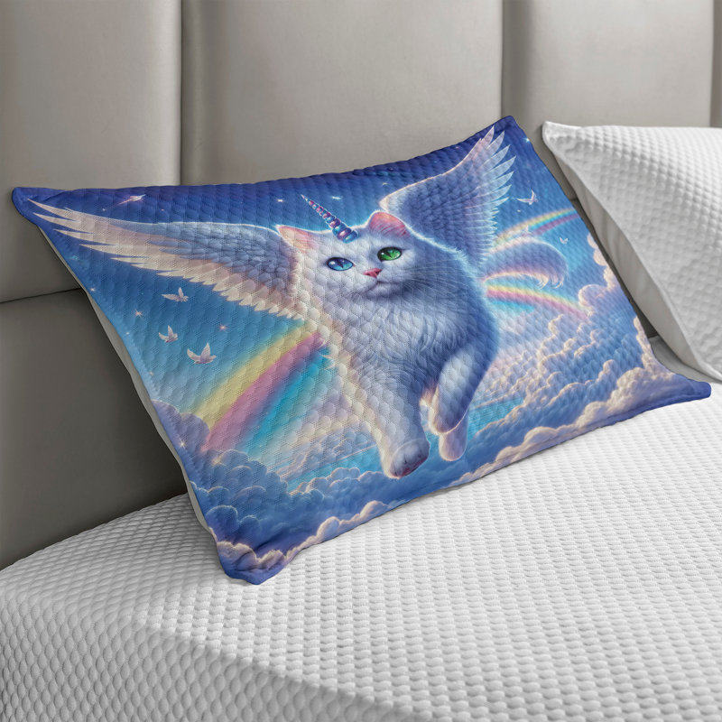 Taie d'oreiller matelassée pour chat Ambesonne, Pégase, chaton, mouches, ciel bleu azur, H 20 po x l 30 po