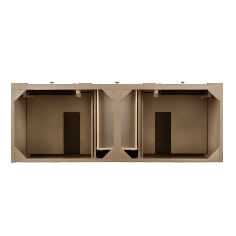Bristol 60'' W Double Bathroom Vanity Base, Whitewashed Walnut
