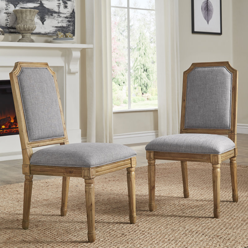 Chaise d'appoint Hildemar, Lin gris, Naturel