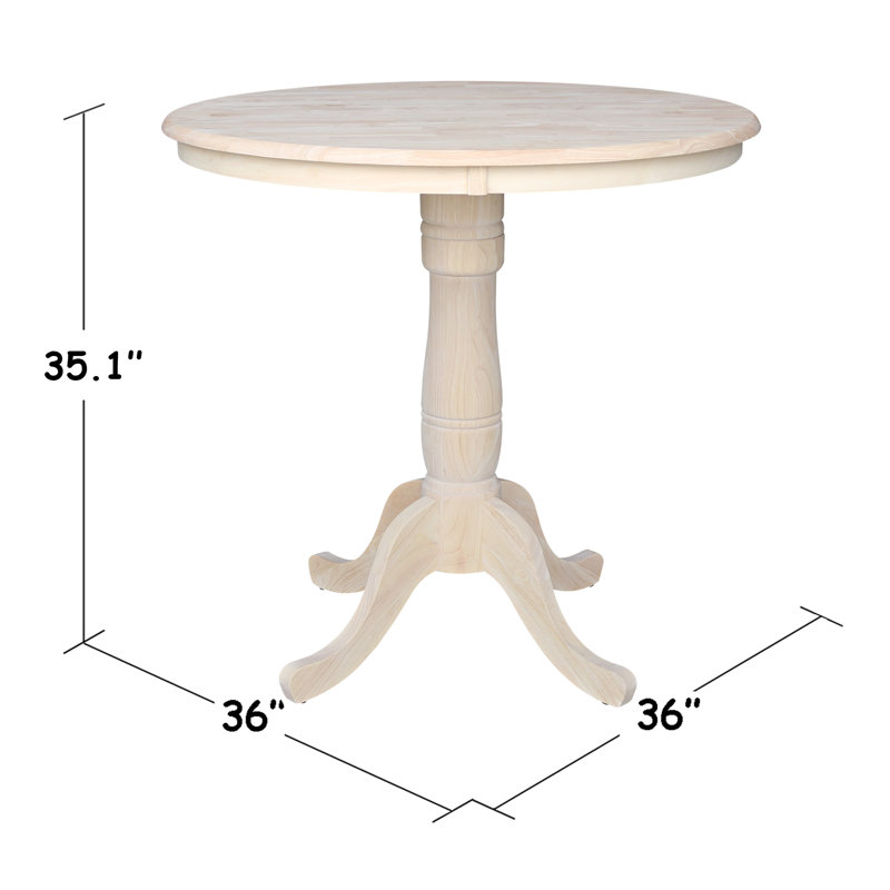 Mosteller Solid Wood Dining Table, Unfinished, 36" H x 36" W x 36" D