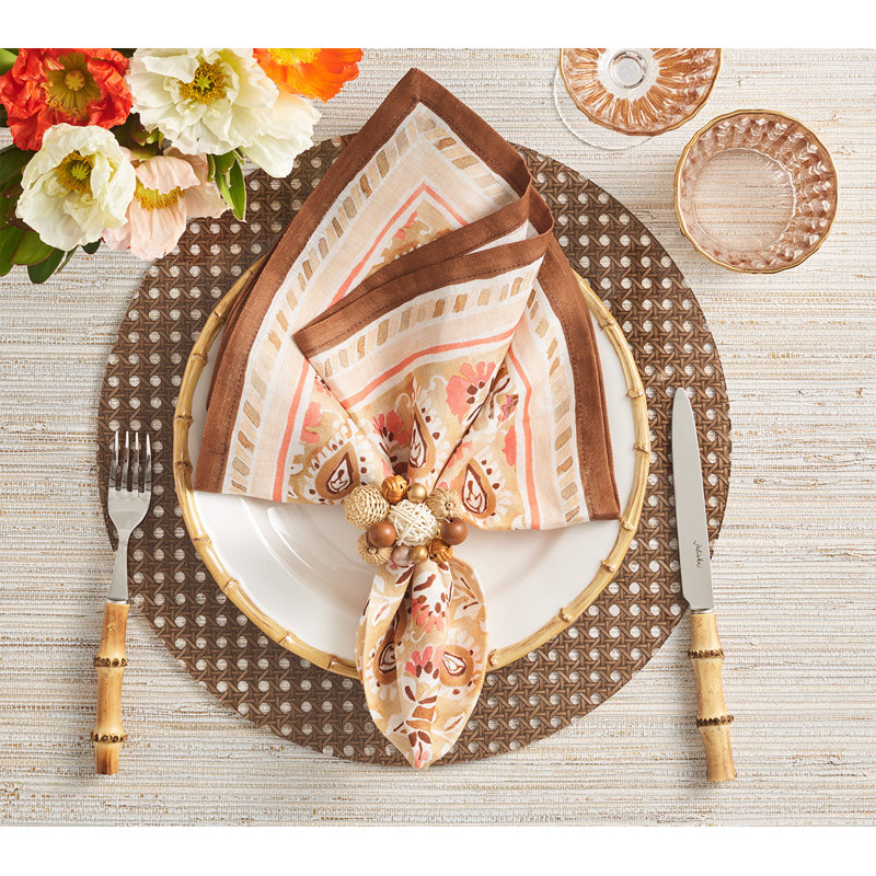 Mira Napkin, Brown/Coral