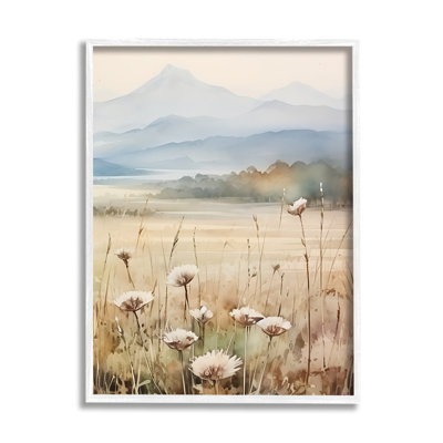 Bb-284-Foggy Peaks Landscape, peinture sur bois encadrée