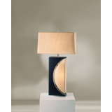 Half Moon Table Lamp with Nightlight feature - 30", Dark Brown & Brushed Nickel, 4-Way Rotary switch