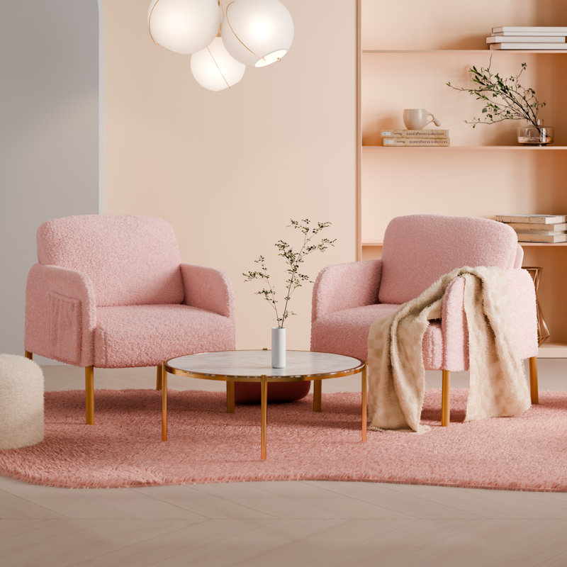 Alayo Upholstered Armchair, Gold, Pink