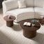 Ensemble de 2 tables basses, table basse ronde en panneau de fibres à densité moyenne pour salon, appartement et espace de loisirs-385917514-385917515
