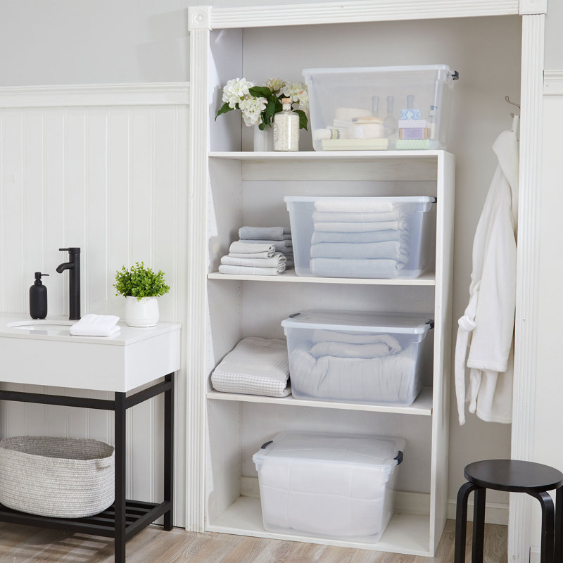 Rubbermaid Cleverstore Clear 71 Qt Plastic Storage Bins with Lids, 4-Pack